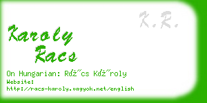 karoly racs business card